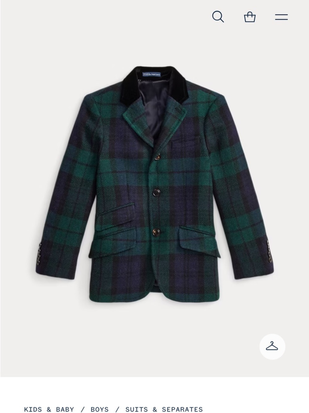 Ralph Lauren Plaid Wool Tweed Suit Jacket Boys size 18/Women’s Small! Gorgeous!
